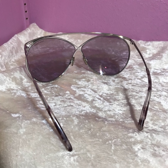 NEW * Tom Ford Stevie 59mm Polarized Aviator Sunglasses Shiny Palladium Burgundy - Picture 4 of 12